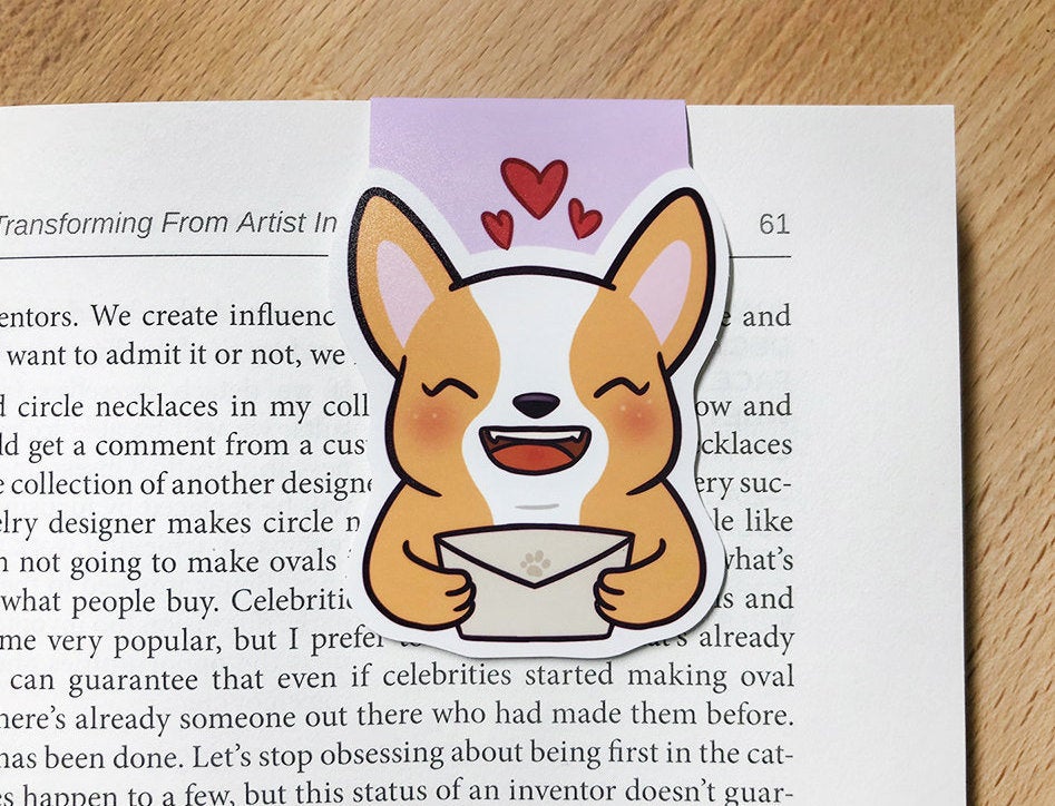Corgi Happy-Mail Magnetic Bookmark