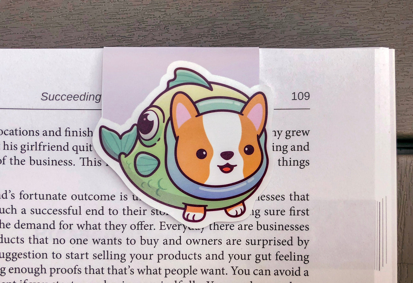 Fish Corgi Magnetic Bookmark