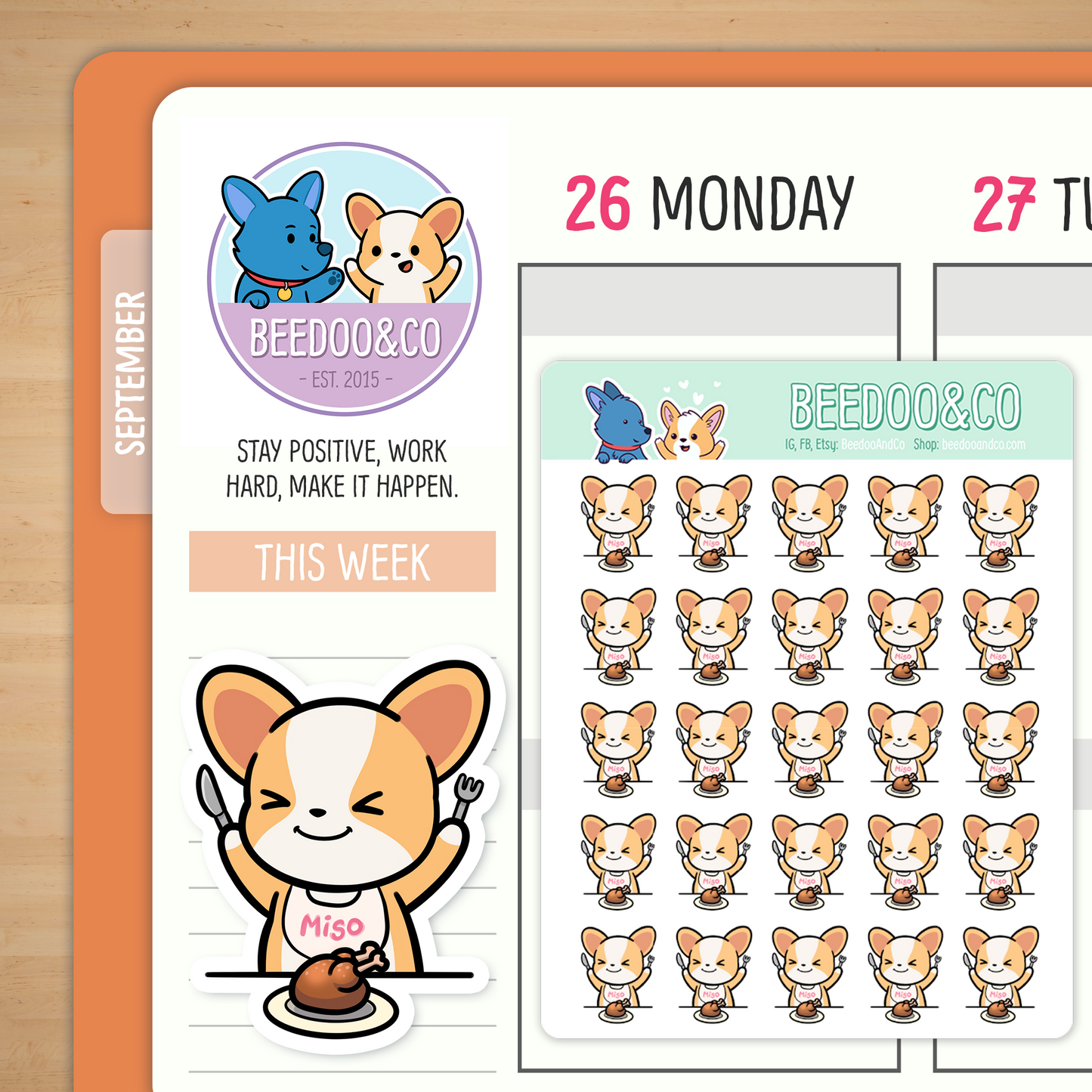Miso The Corgi Meal Time Planner Stickers