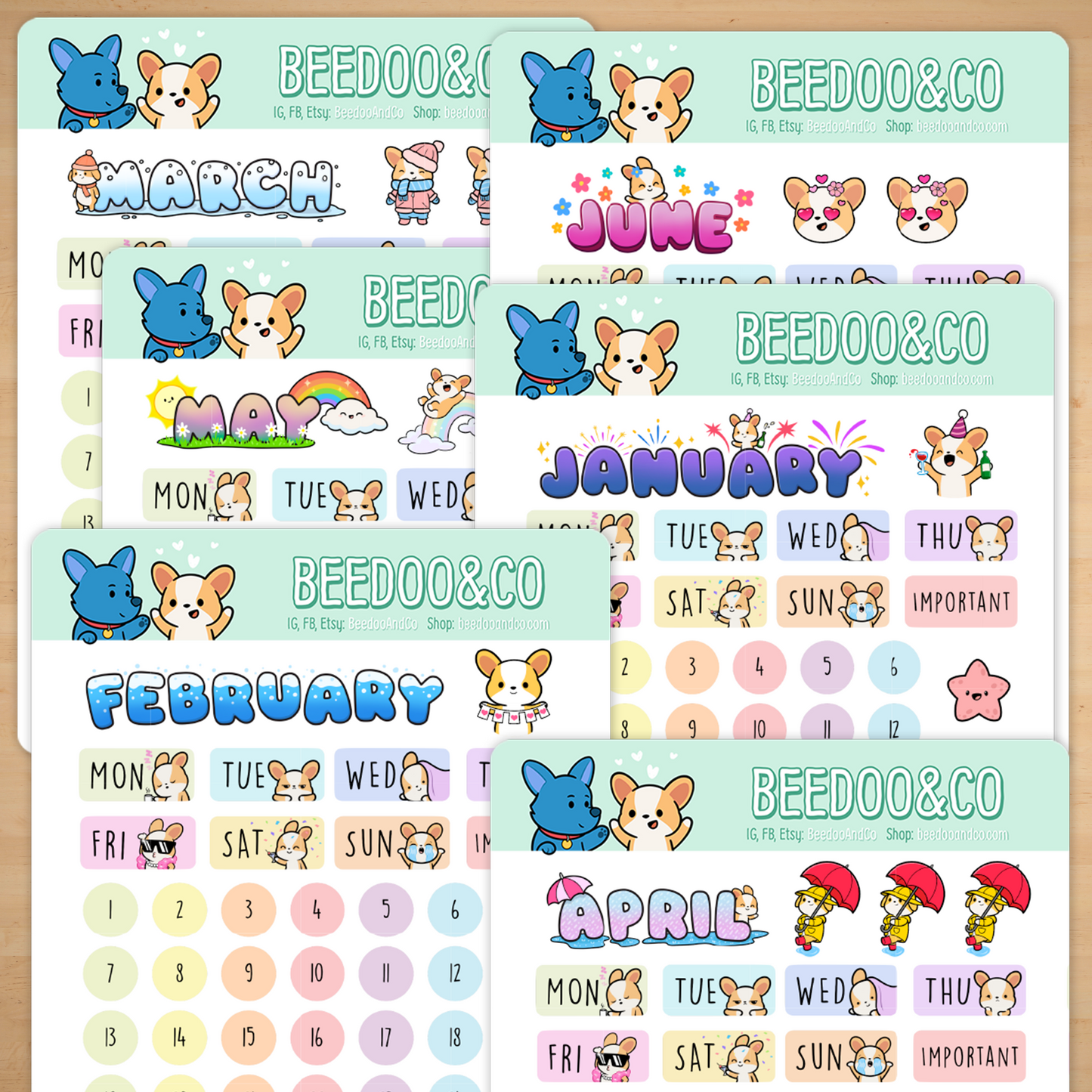 2023 Coordinating Add-ons - Bullet Journal - Set 1 (Jan-June)