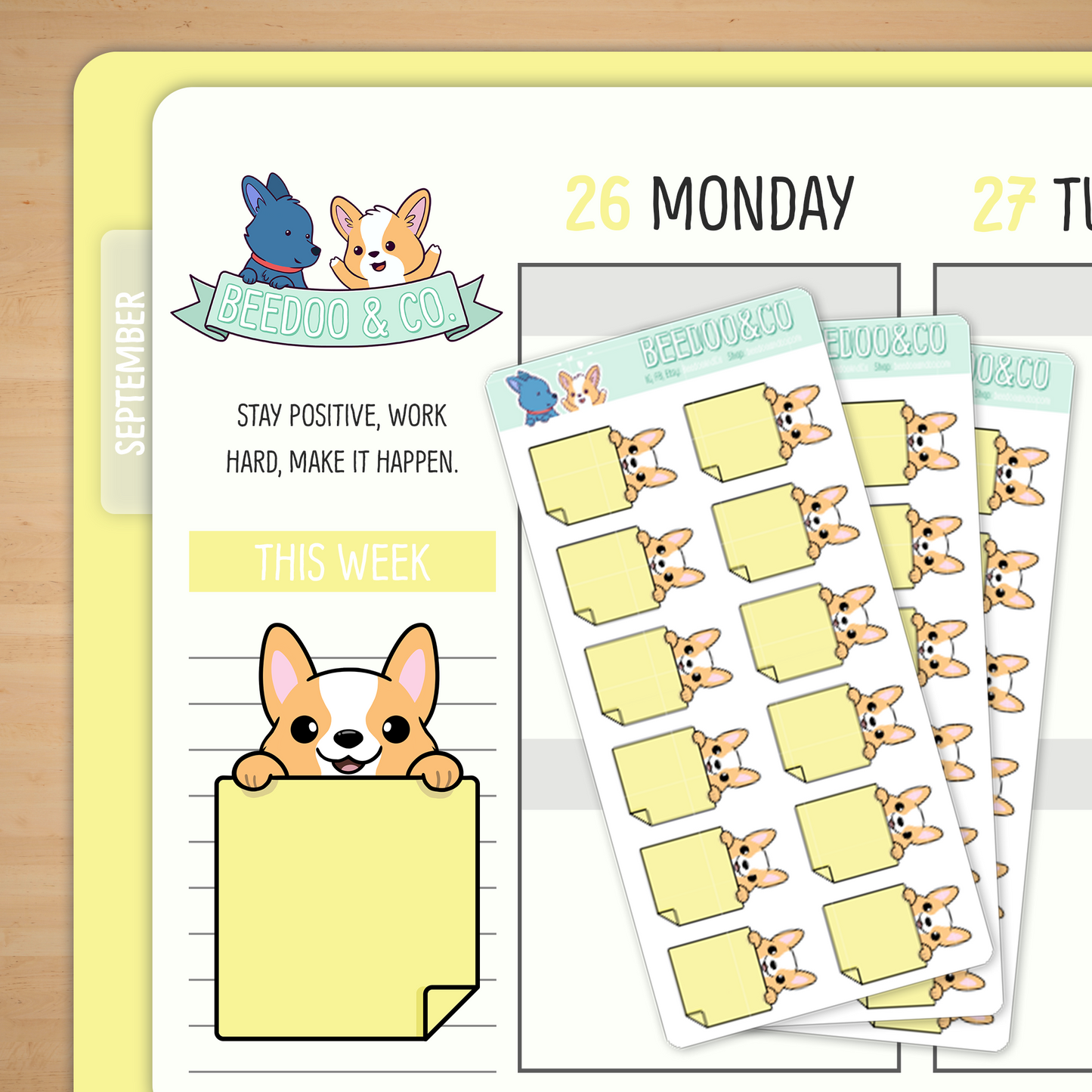 Corgi Sticky Note Planner Stickers - Small