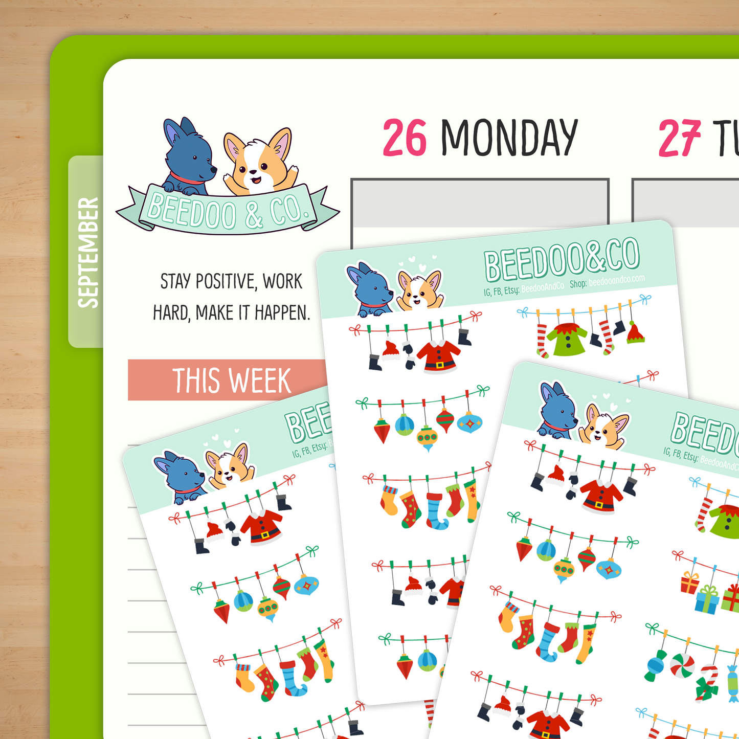 Christmas Garland Planner Stickers