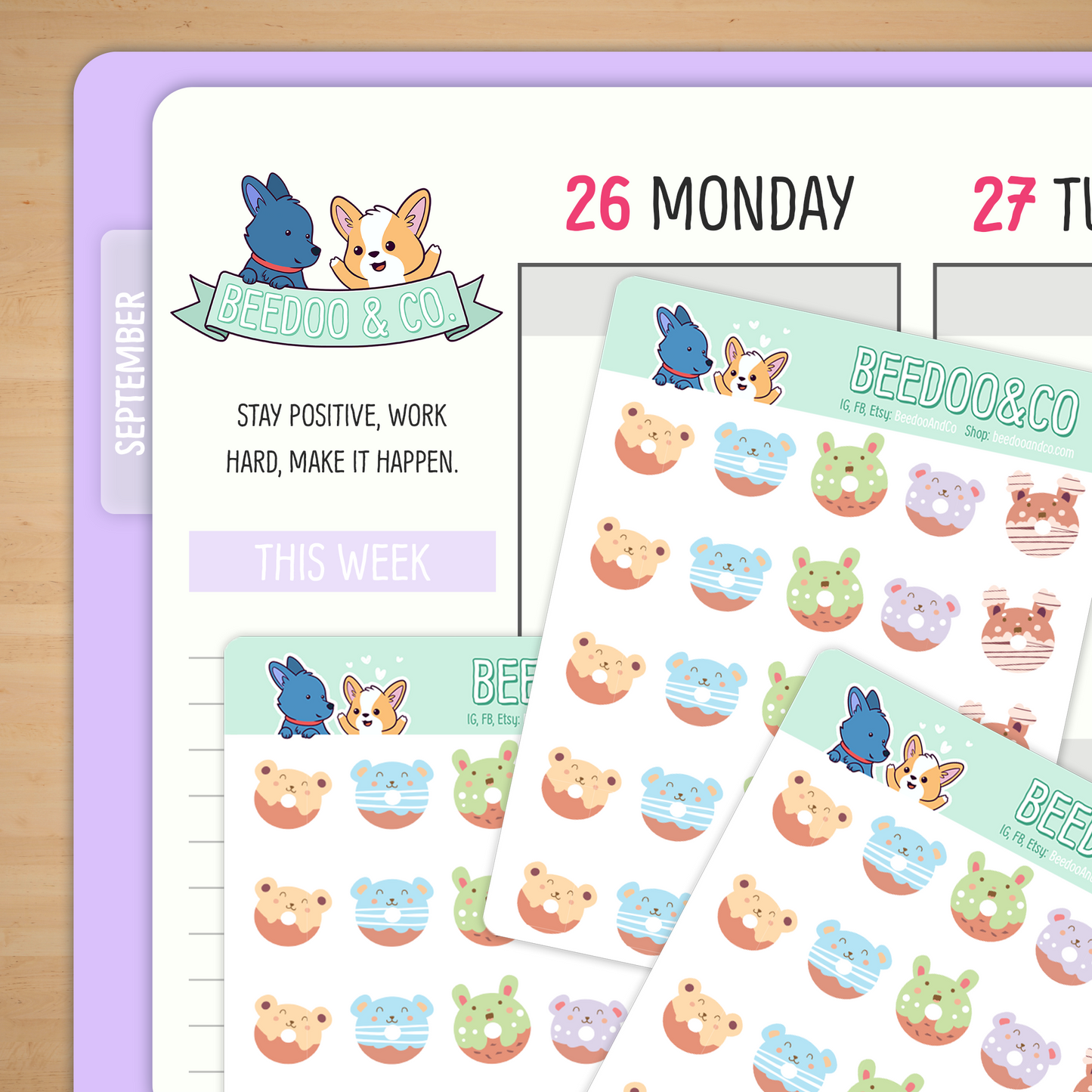 Animal Doughnuts Planner Stickers