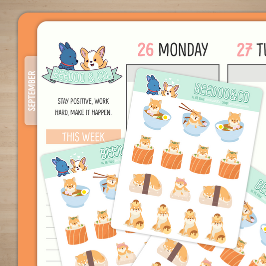 Shiba Inu Japanese Foods Planner Stickers