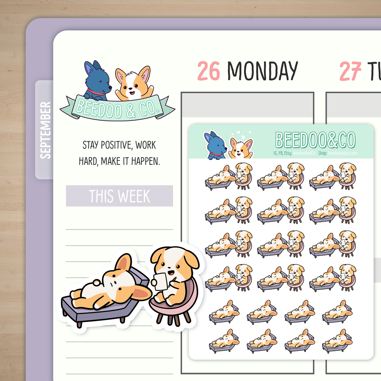 Therapy Miso Corgi Planner Stickers