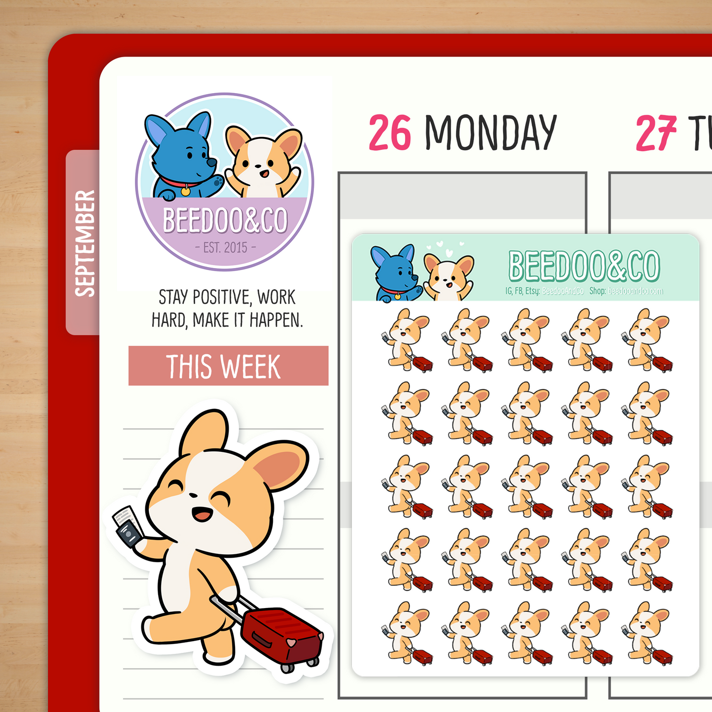 Miso The Corgi Travels Planner Stickers