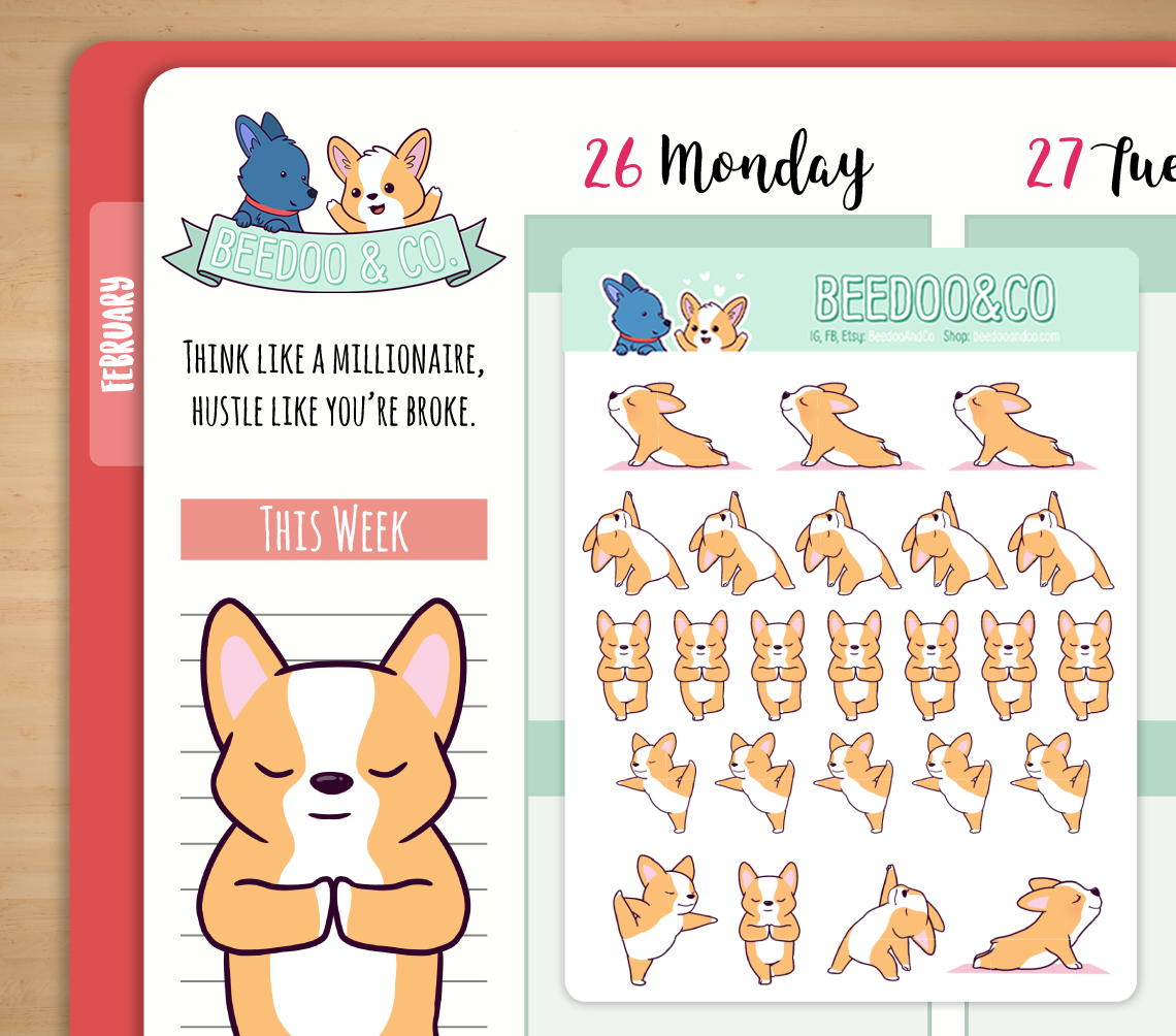 Hand Drawn Yoga Planner Stickers