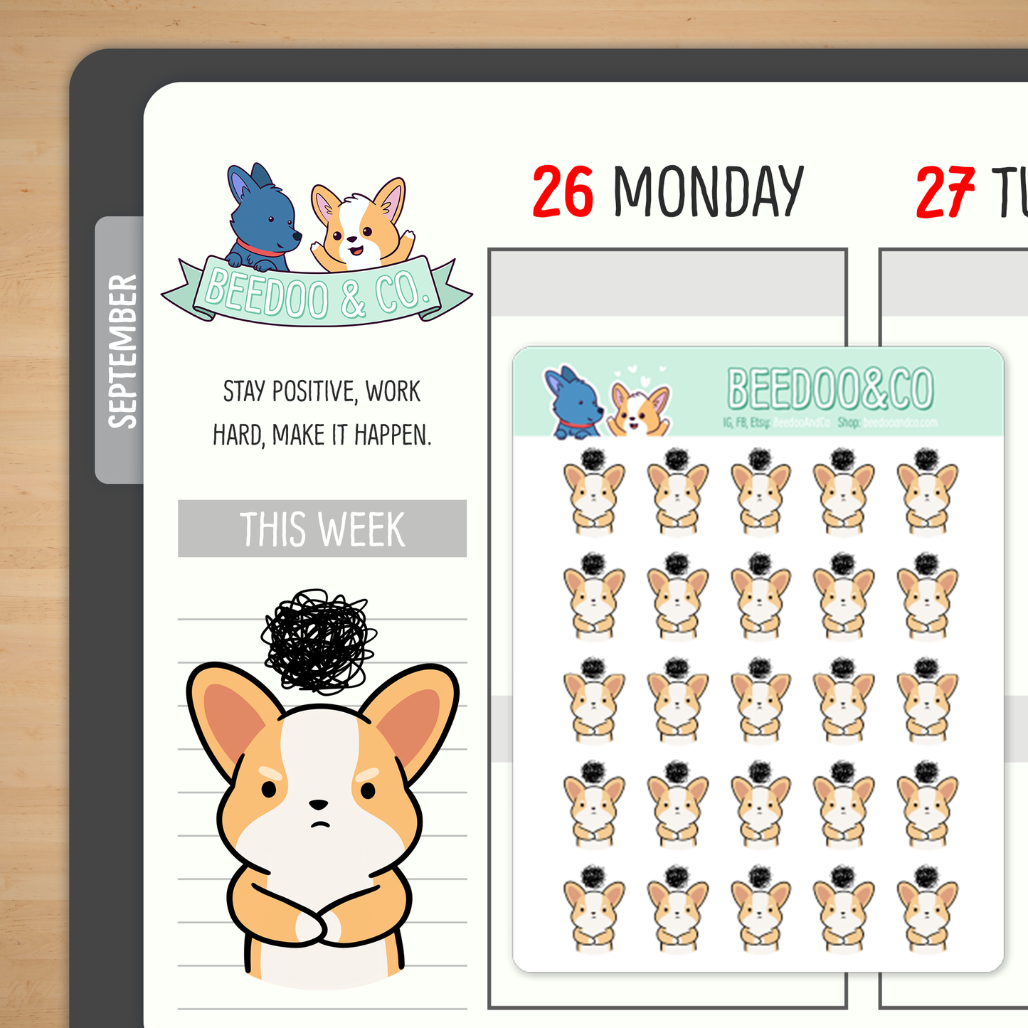 Angry Miso Corgi Planner Stickers