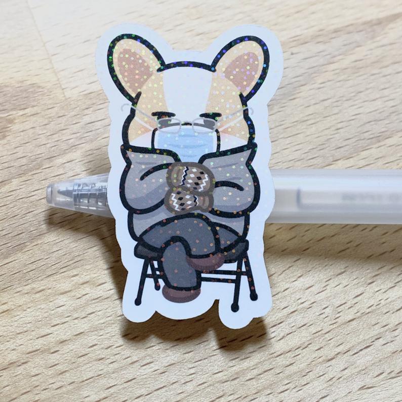 Bundled Up Bernie Miso Corgi Holographic Die Cut