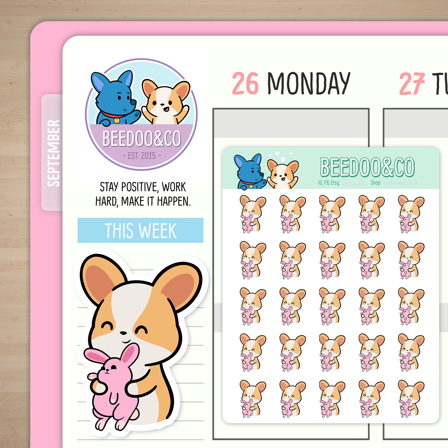 Miso The Corgi With Her Bunny Planner Stickers