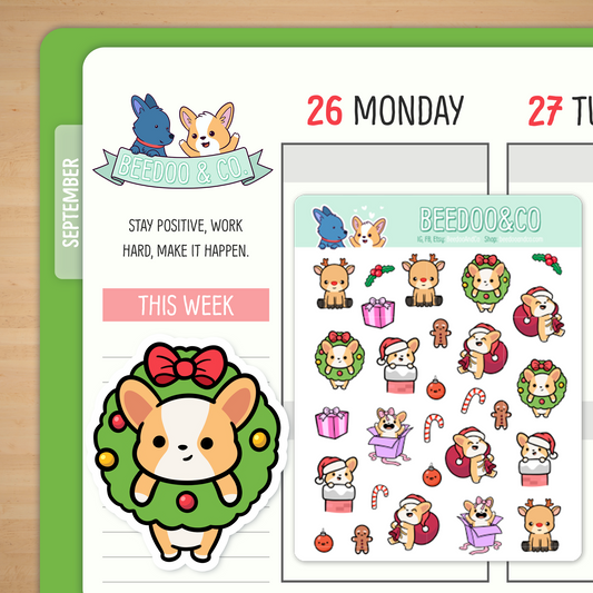 Christmas 2.0 Corgi Planner Stickers