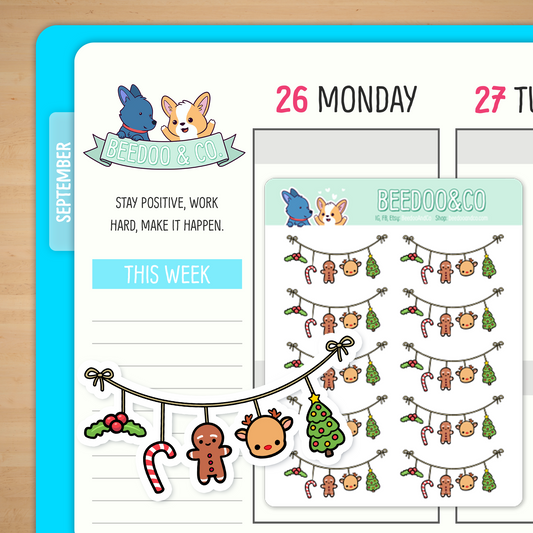 Christmas Garland Planner Stickers