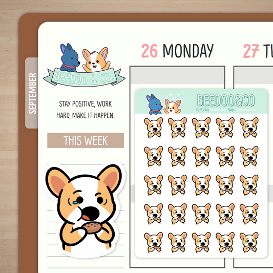 Cookie Noms Miso Corgi Planner Stickers