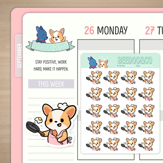 Cooking Miso Corgi Planner Stickers