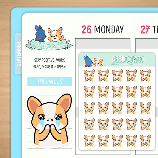 Crying Miso Corgi Planner Stickers