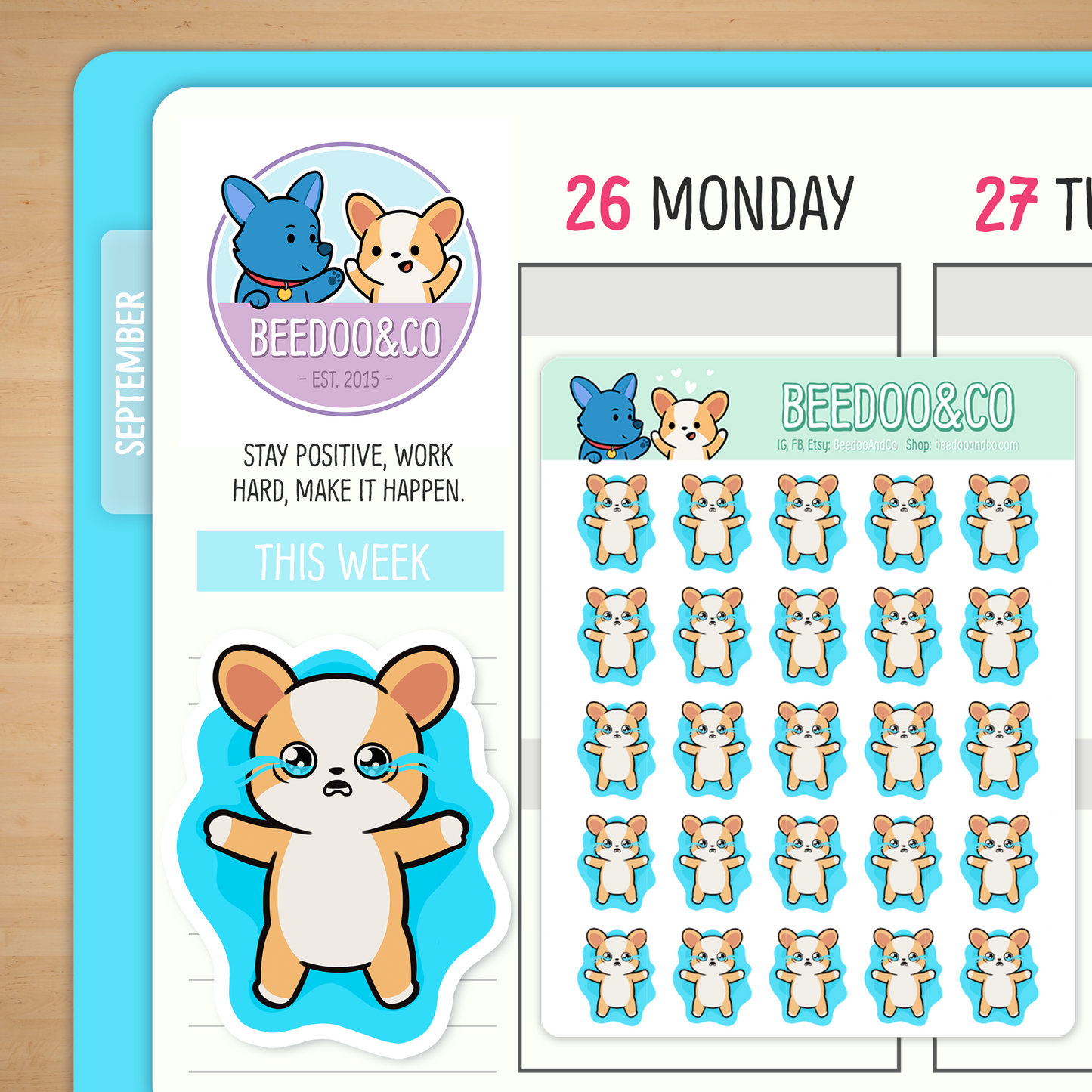 Miso The Corgi Is Crying A Puddle Planner Stickers