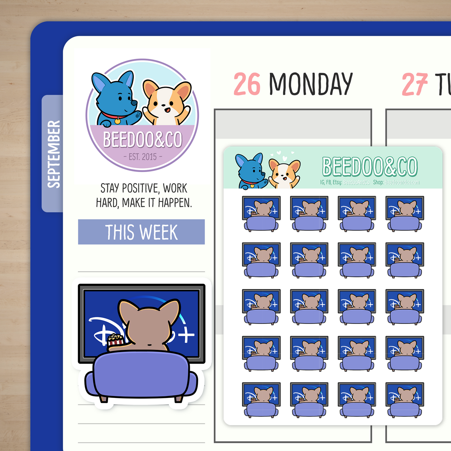 Miso The Corgi Watches D+ Planner Stickers
