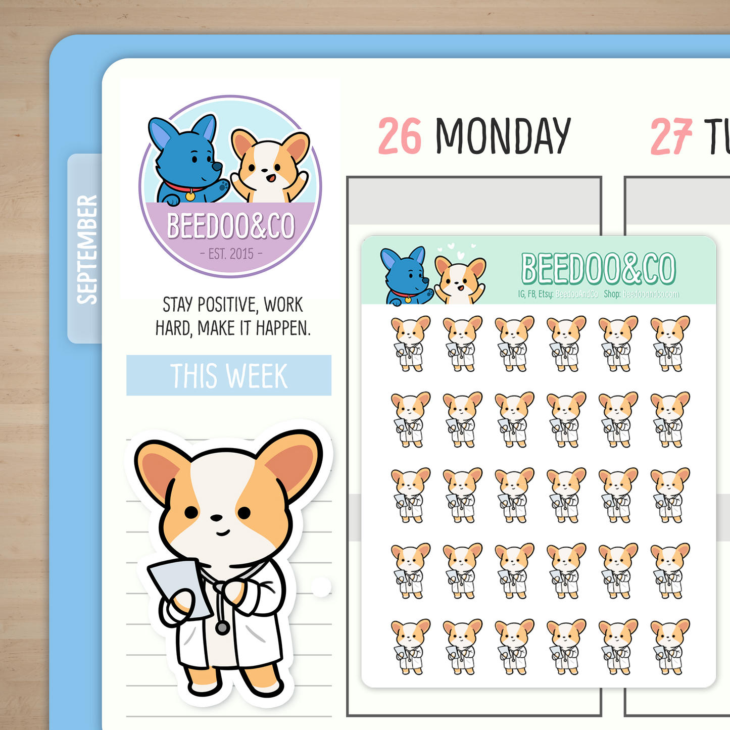 Miso The Corgi Is A Doctor Planner Stickers
