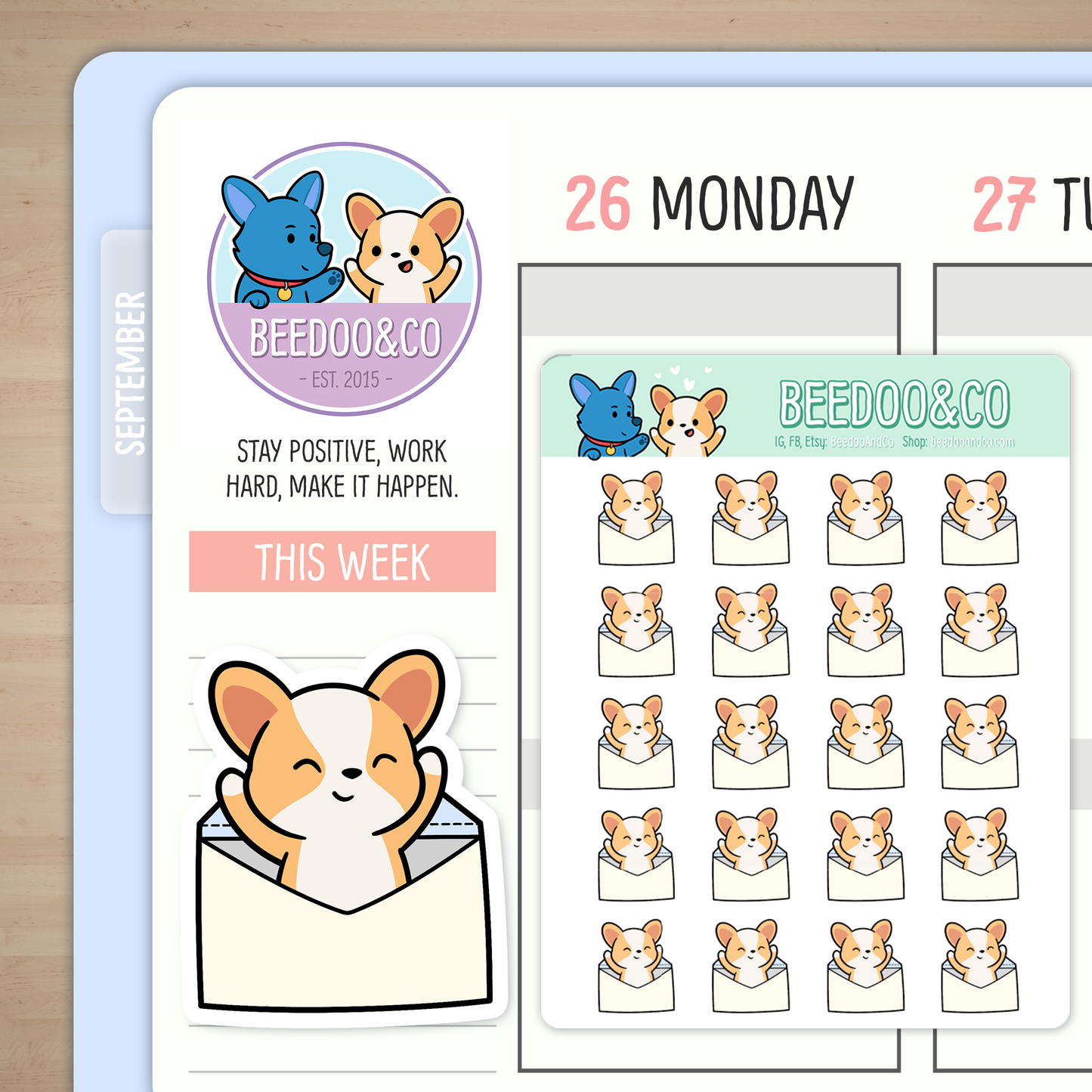 Miso The Corgi Is In An Envelope Planner Stickers