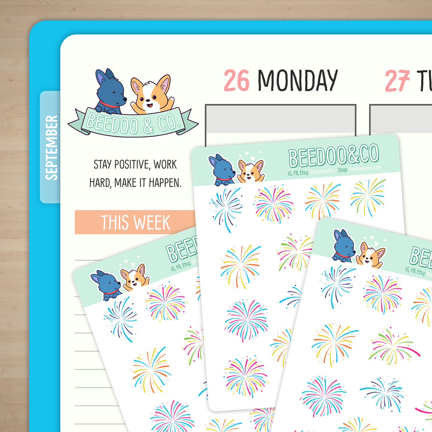 Colourful Fireworks Planner Stickers