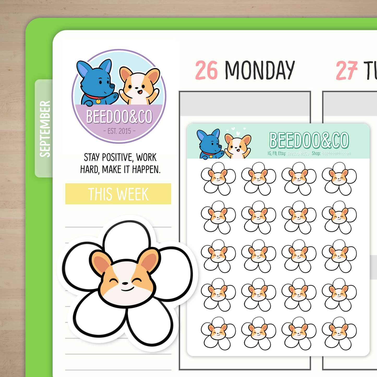 Miso The Corgi Is A Daisy Planner Stickers