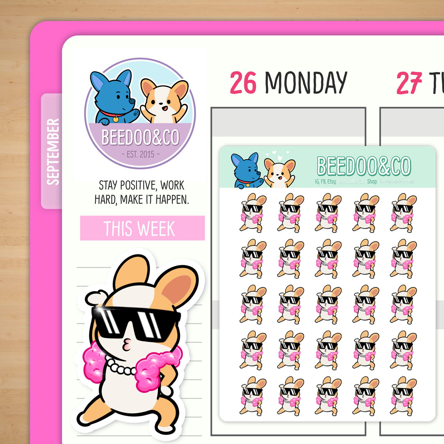 Miso The Corgi Is A Glam Star Planner Stickers
