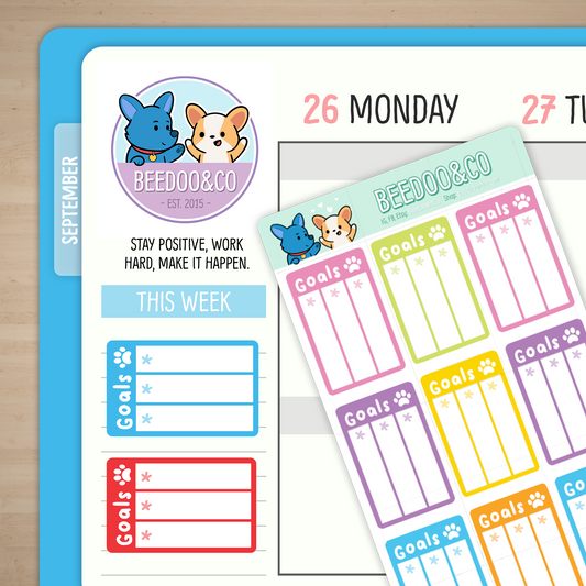 Colourful Functional Goals Half Box Planner Stickers