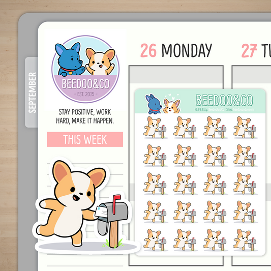 Miso Corgi Getting The Mail Planner Stickers