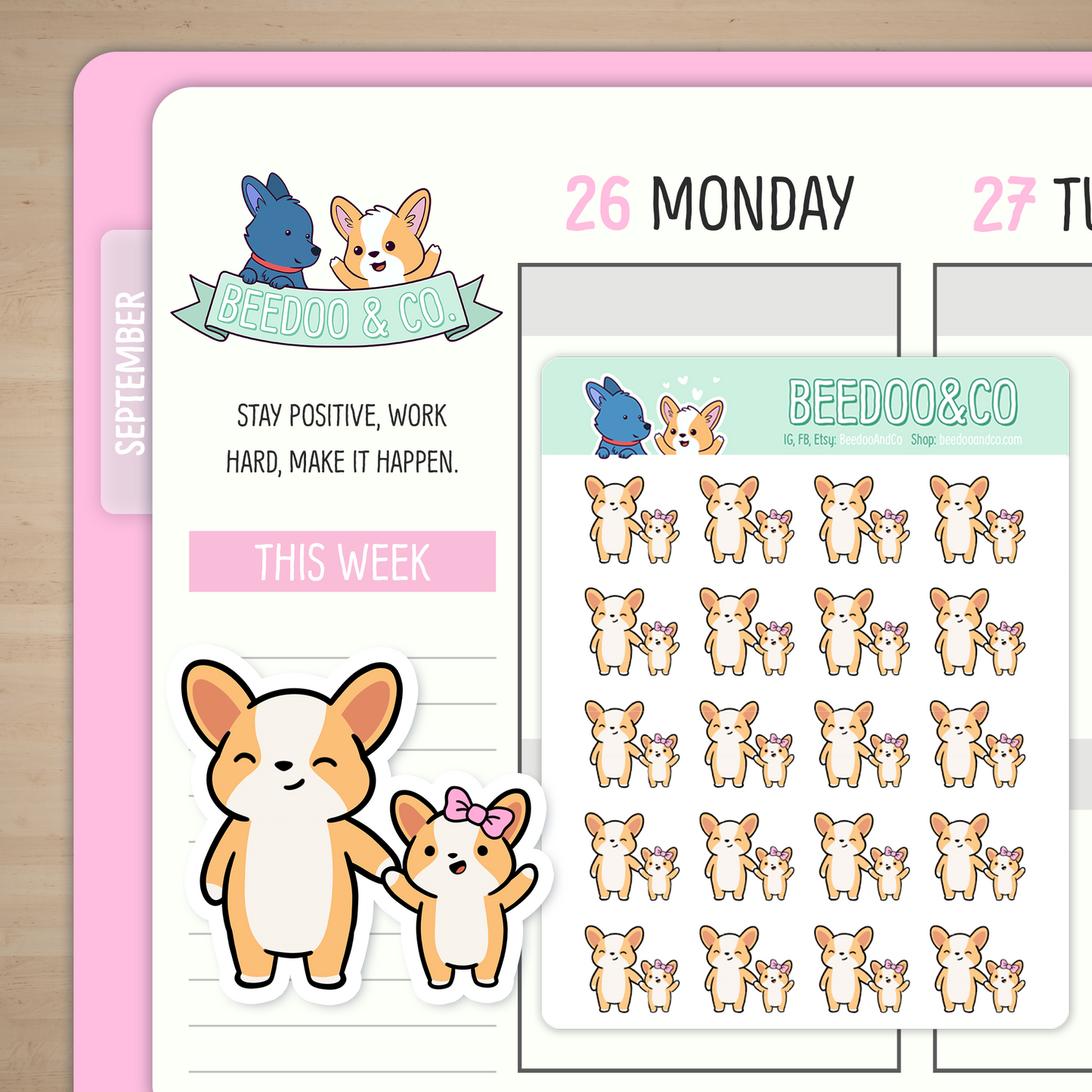 Miso Corgi Mommy And Me Planner Stickers