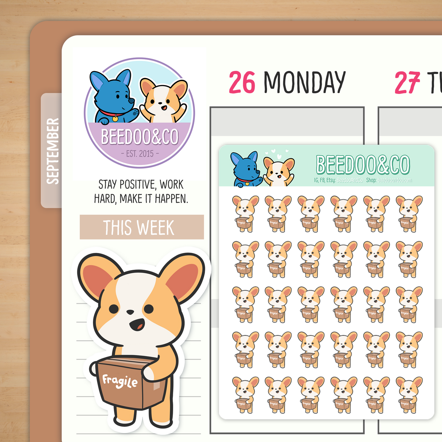 Miso The Corgi Is Moving Planner Stickers