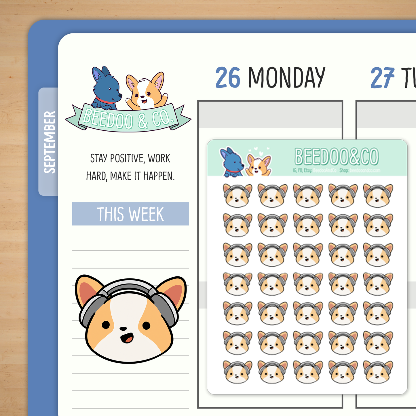 Miso Listening to Music Planner Stickers