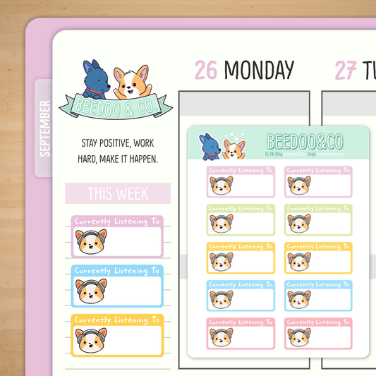 Currently Listening to Music Planner Stickers