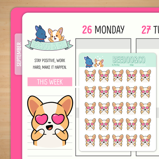 Miso Excited in Love Planner Stickers