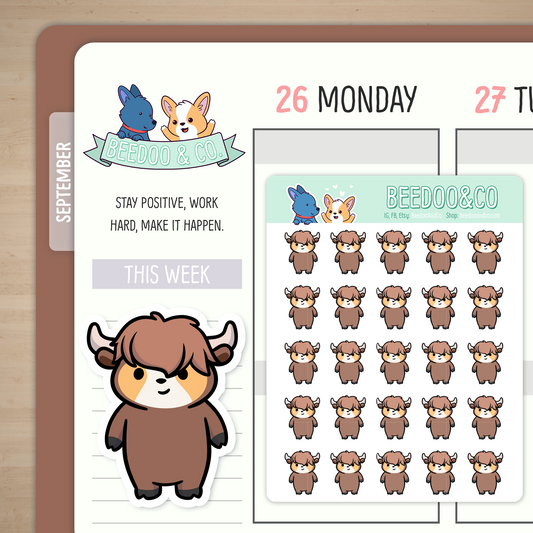 Ox Onesie Miso Corgi Planner Stickers