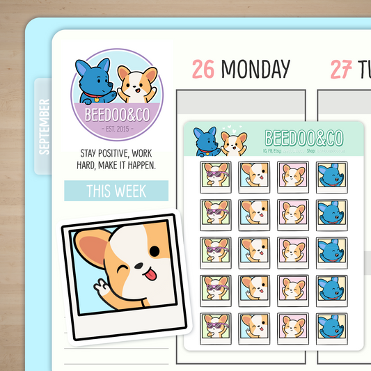 Miso The Corgi Is A Polaroid Planner Stickers