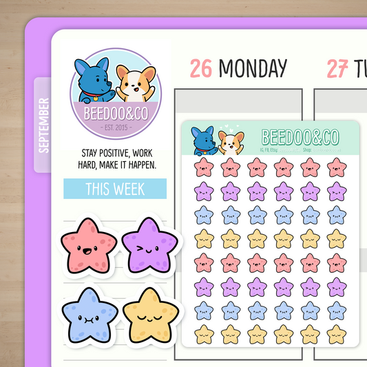 Colourful Starfish Planner Stickers