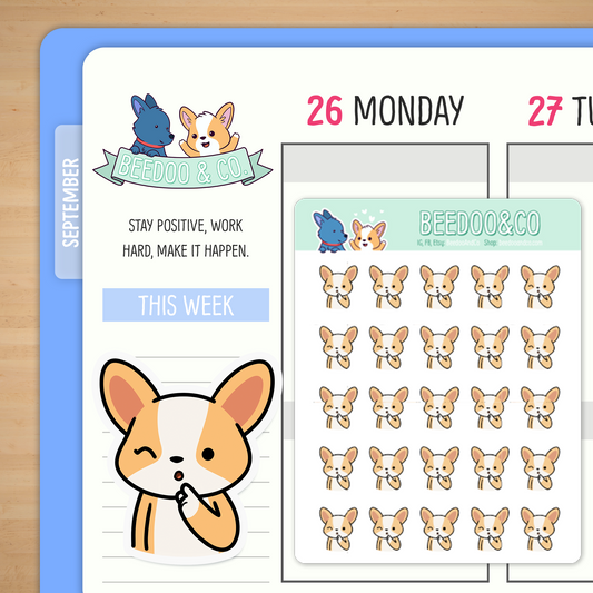 Shh Keep A Secret Miso Corgi Planner Stickers