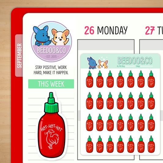 Sriracha Bottle Planner Stickers