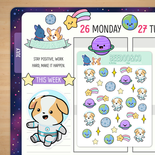 Space Corgi Planner Stickers