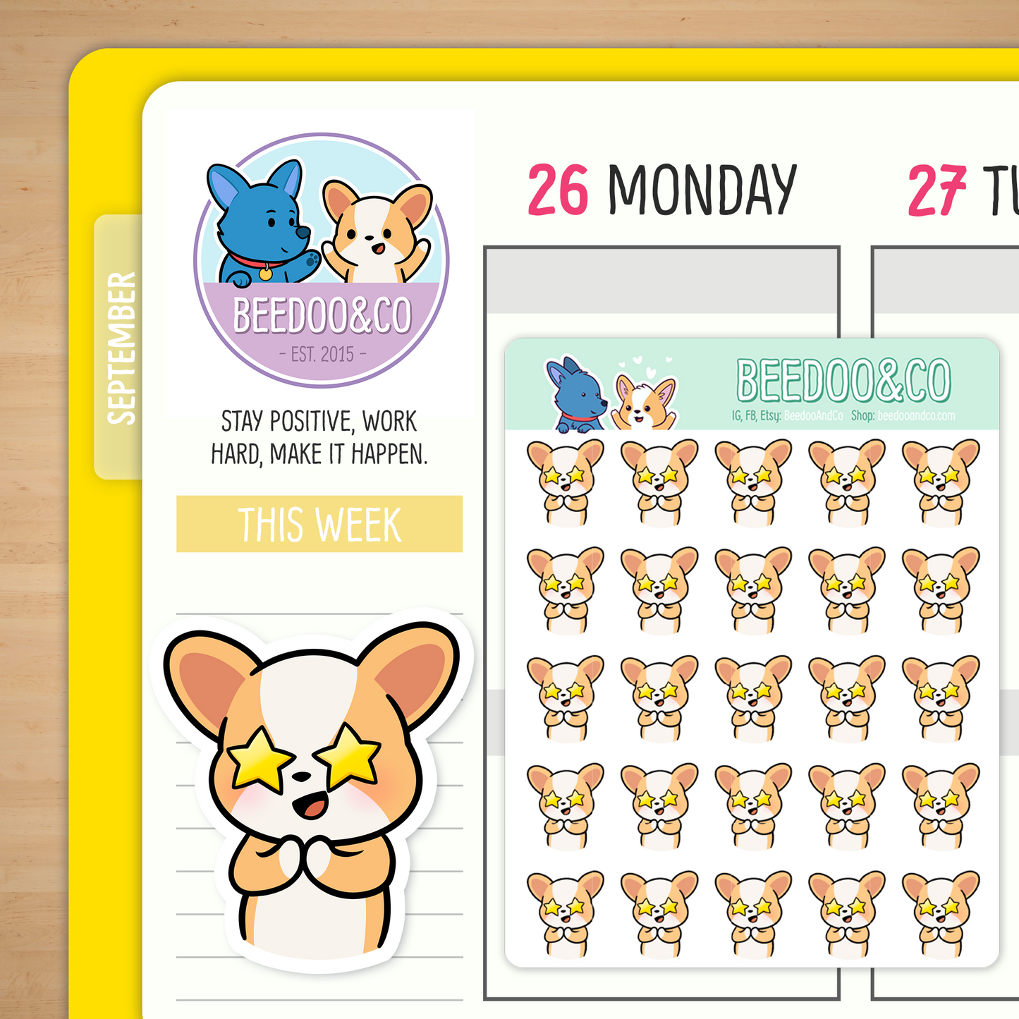 Miso The Corgi Has Starry Eyes Planner Stickers