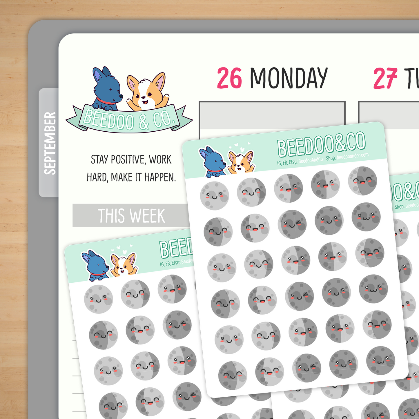 Moon Phases Emojis Planner Stickers