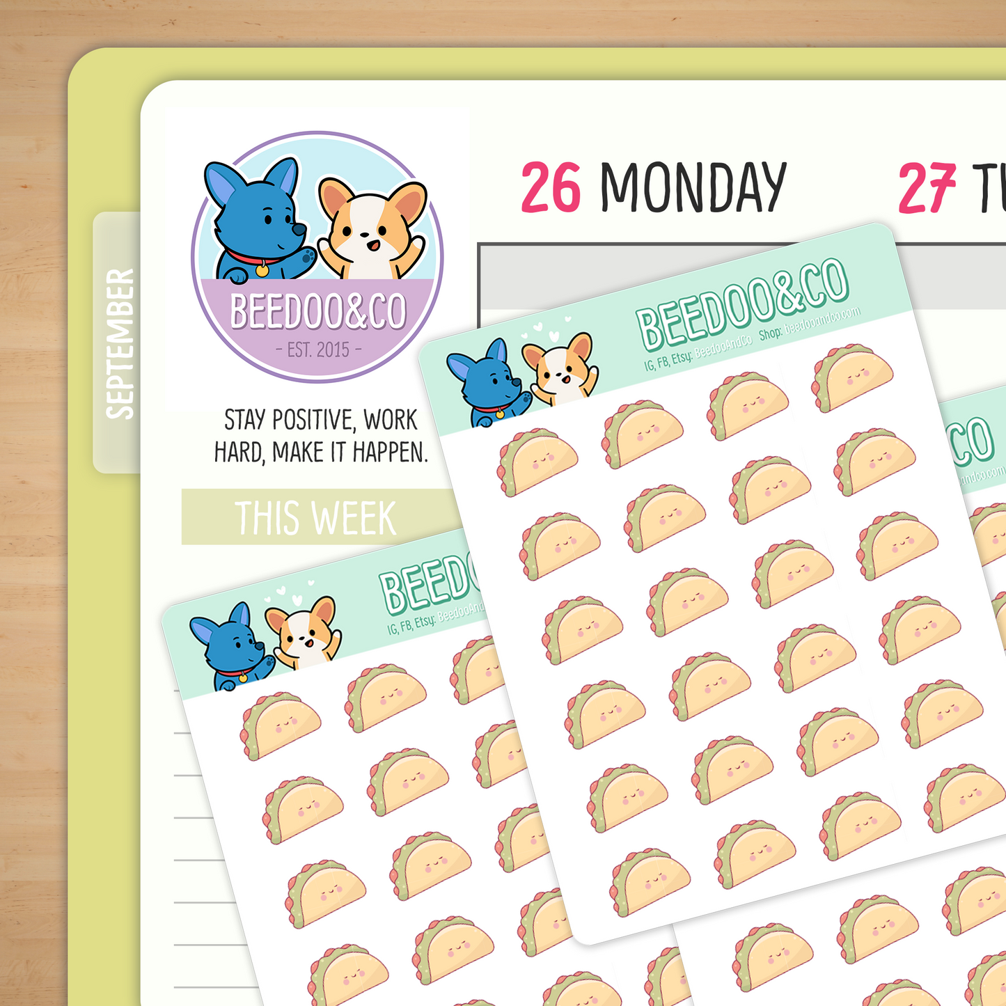Smiley Taco Planner Stickers