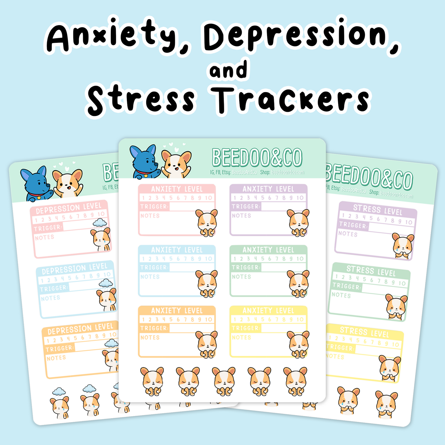 Anxiety, Depression, and Stress Tracker Stickers