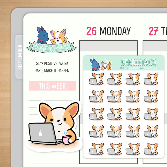 Miso Corgi Laptop Stickers