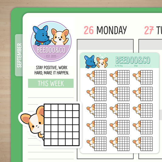 Miso The Corgi Plays Word Games Planner Stickers