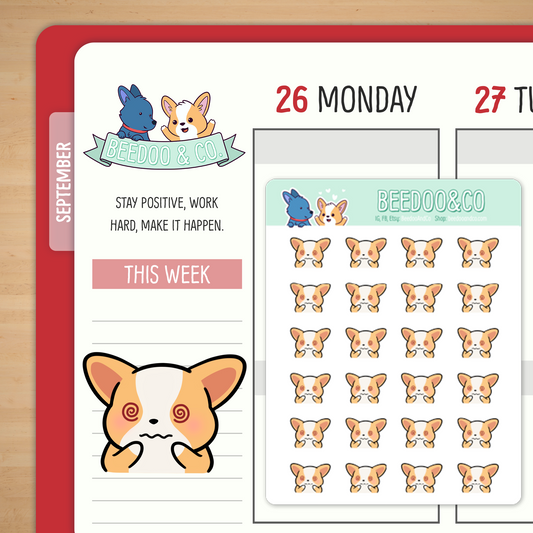 Anxiety/Stressed Out Corgi Planner Stickers
