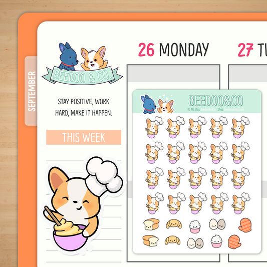 Miso the Corgi Baking Planner Stickers