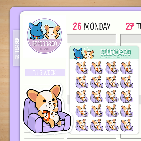 Miso Is A Couch Potato Corgi Planner Stickers