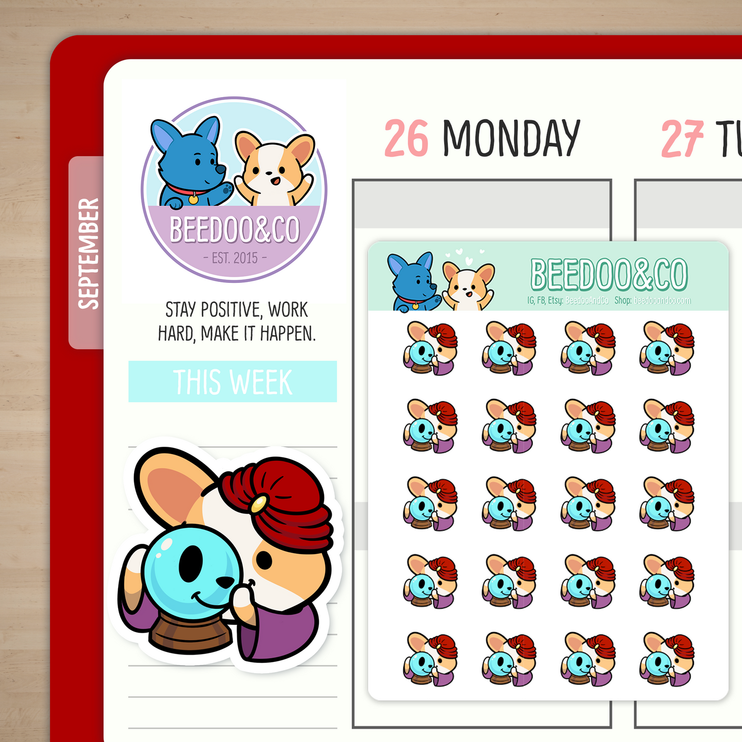 Miso The Corgi Is A Fortune Teller Planner Stickers