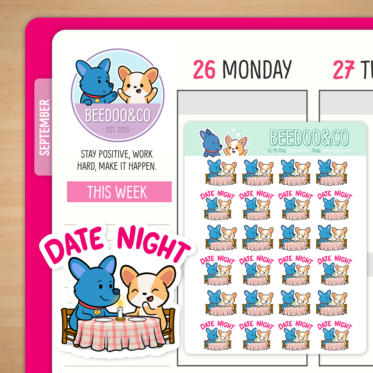 Doggie Date Night Planner Stickers